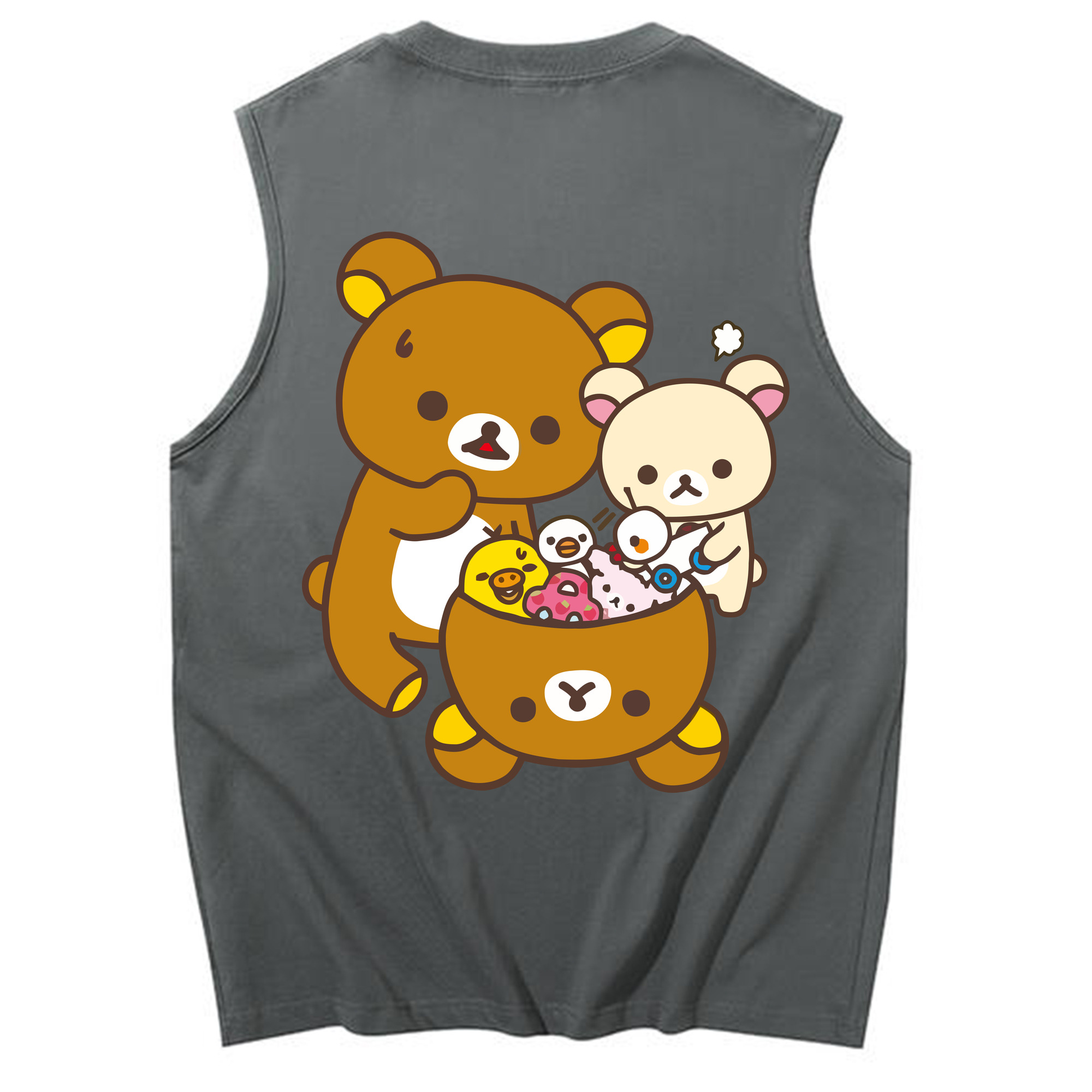 （画像用） リラックマ リラックマ キイロイトリ Rilakkuma Korilakkuma Kiiroitori コットン100％タンクトップ（背面プリント）